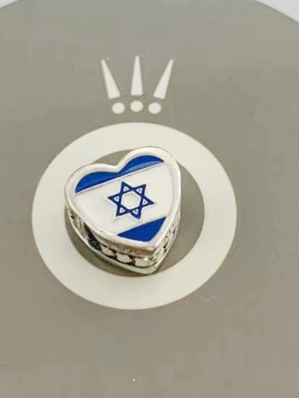 Pandora Israel Flag Heart Bead Charm S925 Sterling Silver |Charm For Bracelet
